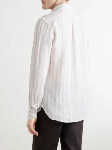 J. Mueser Button-Down Collar Striped Linen Shirt - Men | Thumbnail 4