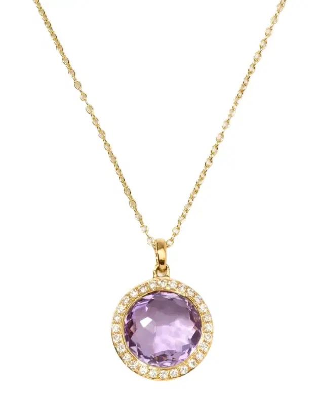 Small Pendant Necklace in 18K Gold with Diamonds