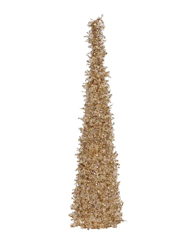 Winward Home 24" Gold/Clear Iridescent Ice Cone Tree