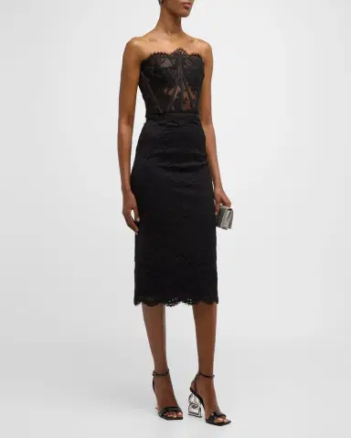 Dolce & Gabbana Scalloped Lace Strapless Corset Top | Thumbnail 2