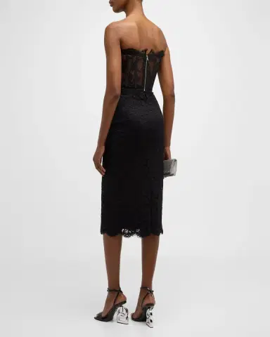 Dolce & Gabbana Scalloped Lace Strapless Corset Top | Thumbnail 3