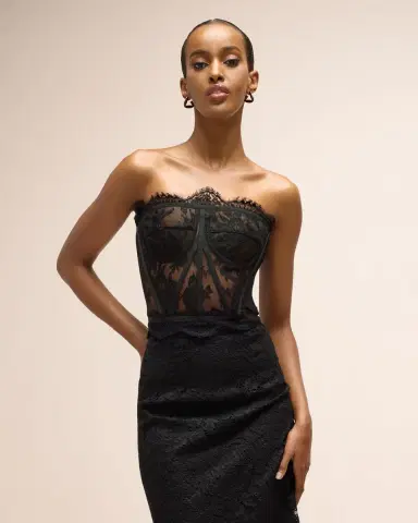 Dolce & Gabbana Scalloped Lace Strapless Corset Top | Thumbnail 4