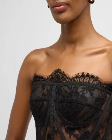 Dolce & Gabbana Scalloped Lace Strapless Corset Top | Thumbnail 5