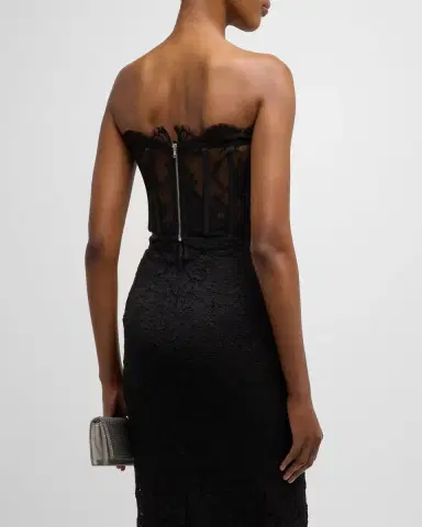 Dolce & Gabbana Scalloped Lace Strapless Corset Top | Thumbnail 6