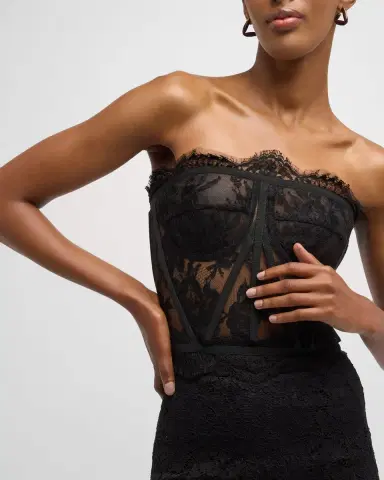 Dolce & Gabbana Scalloped Lace Strapless Corset Top | Thumbnail 7