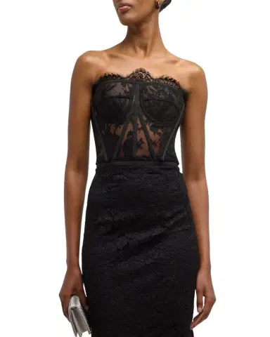Dolce & Gabbana Scalloped Lace Strapless Corset Top | Thumbnail 1