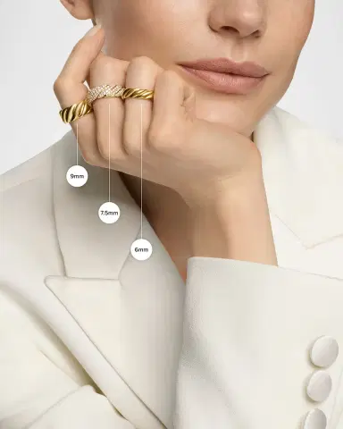 David Yurman 7.5mm Sculpted Cable Ring in 18K Gold | Thumbnail 4