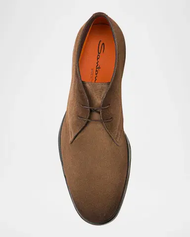 Santoni Men's Easy Suede Derby Shoes | Thumbnail 4 Santoni Men's Easy Suede Derby Shoes | Thumbnail 4
