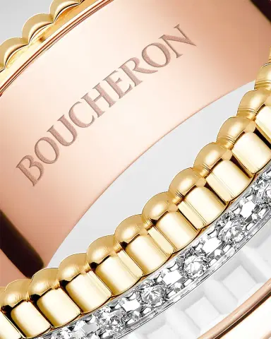 Boucheron Quatre 18K Tricolor Gold & Ceramic Diamond Ring | Thumbnail 4