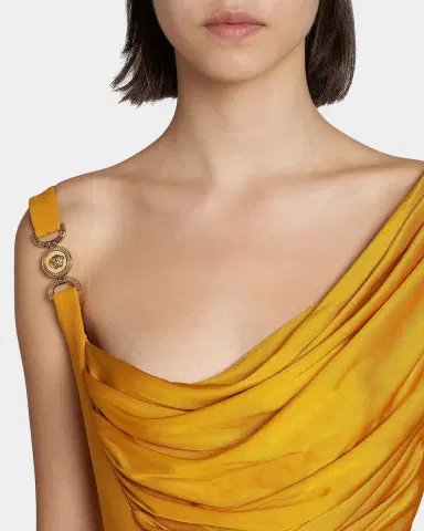 Versace Draped Vicose Liquid Jersey Slit Gown | Thumbnail 5 Versace Draped Vicose Liquid Jersey Slit Gown | Thumbnail 5
