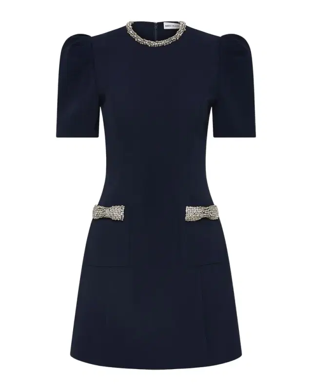 REBECCA VALLANCE Nemy Diamante-Trim Bonded Crepe Mini Dress