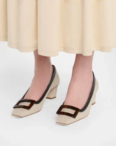 Roger Vivier 45mm Belle Vivier Turtle Linen Pumps | Thumbnail 2