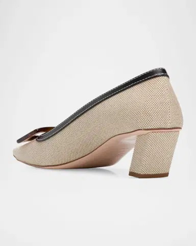 Roger Vivier 45mm Belle Vivier Turtle Linen Pumps | Thumbnail 4