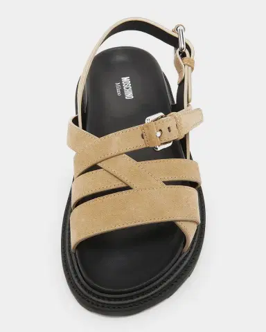 MOSCHINO Men's M Suede & Leather Sandals | Thumbnail 4 MOSCHINO Men's M Suede & Leather Sandals | Thumbnail 4