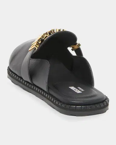 MOSCHINO Men's M Logo Leather Mules | Thumbnail 2 MOSCHINO Men's M Logo Leather Mules | Thumbnail 2