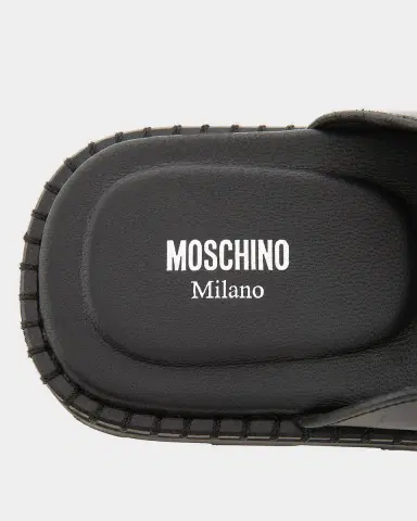 MOSCHINO Men's M Logo Leather Mules | Thumbnail 3 MOSCHINO Men's M Logo Leather Mules | Thumbnail 3