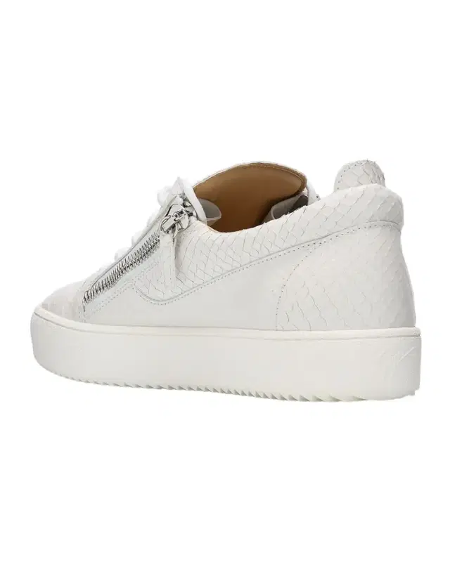 Giuseppe Zanotti Men's Frankie Snake-Effect Leather Double-Zip Sneakers