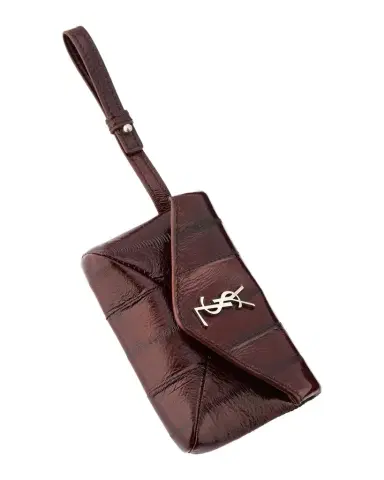 Saint Laurent Men's Cassandre Micro YSL Envelope Pouch in Grained Leather | Thumbnail 1