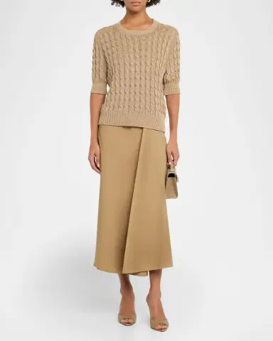 Max Mara Paggi Gathered Cotton Midi Skirt | Thumbnail 2
