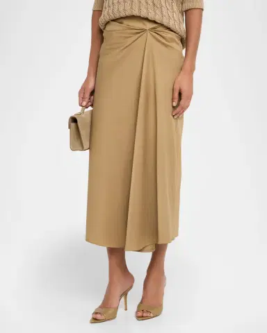 Max Mara Paggi Gathered Cotton Midi Skirt | Thumbnail 4