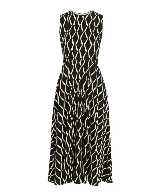 Sleeveless Geometric-Print Jersey Midi Dress