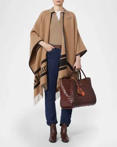 Max Mara Jacquard Wool Poncho | Thumbnail 2