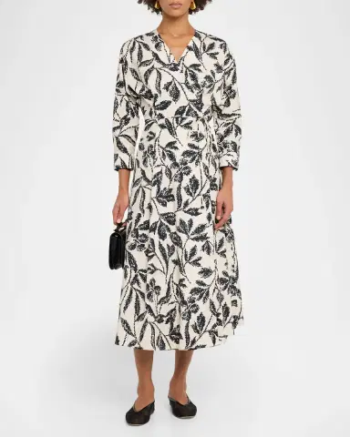 Max Mara Botanical-Print Cotton Poplin Midi Wrap Dress | Thumbnail 2 Max Mara Botanical-Print Cotton Poplin Midi Wrap Dress | Thumbnail 2