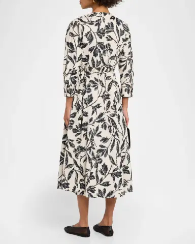 Max Mara Botanical-Print Cotton Poplin Midi Wrap Dress | Thumbnail 3 Max Mara Botanical-Print Cotton Poplin Midi Wrap Dress | Thumbnail 3