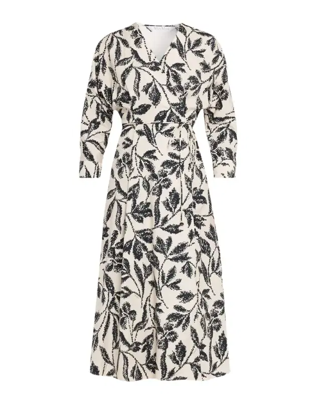 Botanical-Print Cotton Poplin Midi Wrap Dress