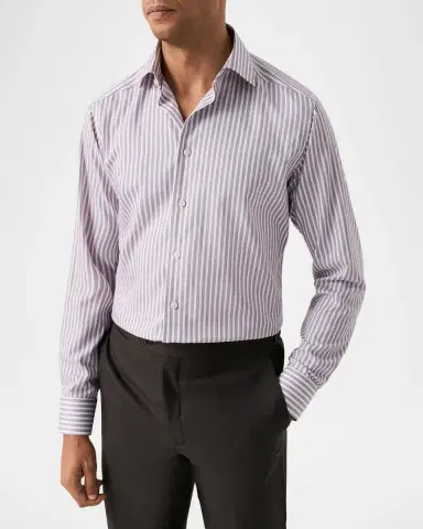 Eton Men's Contemporary Fit Bengal Stripe Twill Dress Shirt | Thumbnail 4