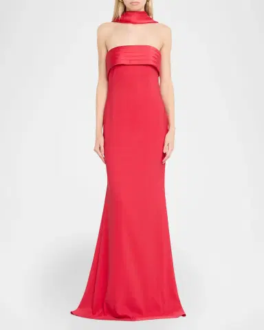 BADGLEY MISCHKA Strapless Crepe A-Line Evening Gown | Thumbnail 2 BADGLEY MISCHKA Strapless Crepe A-Line Evening Gown | Thumbnail 2