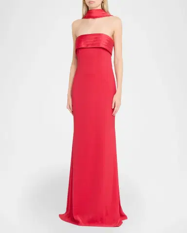 BADGLEY MISCHKA Strapless Crepe A-Line Evening Gown | Thumbnail 4 BADGLEY MISCHKA Strapless Crepe A-Line Evening Gown | Thumbnail 4