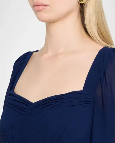 BADGLEY MISCHKA Draped Blouson-Sleeve Sweetheart Gown | Thumbnail 5