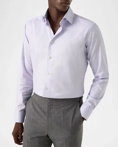 Eton Men's Slim Fit Textured Twill Dress Shirt | Thumbnail 4