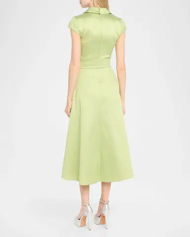 BADGLEY MISCHKA Belted Cap-Sleeve Pebble Gazar Midi Shirtdress | Thumbnail 3 BADGLEY MISCHKA Belted Cap-Sleeve Pebble Gazar Midi Shirtdress | Thumbnail 3