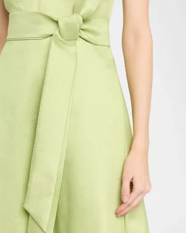 BADGLEY MISCHKA Belted Cap-Sleeve Pebble Gazar Midi Shirtdress | Thumbnail 5 BADGLEY MISCHKA Belted Cap-Sleeve Pebble Gazar Midi Shirtdress | Thumbnail 5