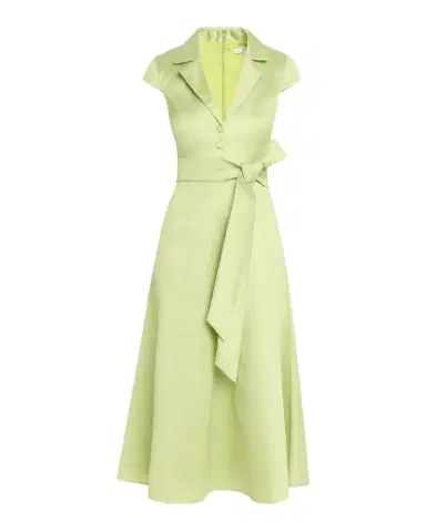 BADGLEY MISCHKA Belted Cap-Sleeve Pebble Gazar Midi Shirtdress | Thumbnail 1 BADGLEY MISCHKA Belted Cap-Sleeve Pebble Gazar Midi Shirtdress | Thumbnail 1