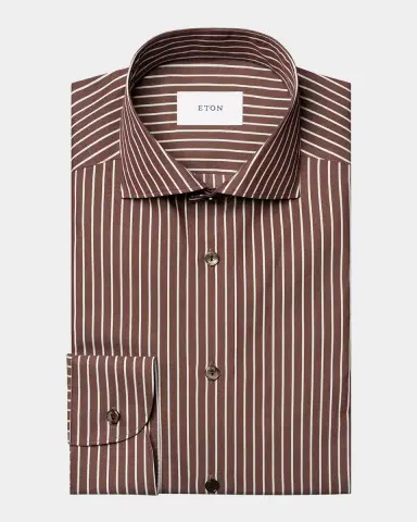 Eton Men's Slim Fit Stripe Cotton and Silk Dress Shirt | Thumbnail 2 Eton Men's Slim Fit Stripe Cotton and Silk Dress Shirt | Thumbnail 2