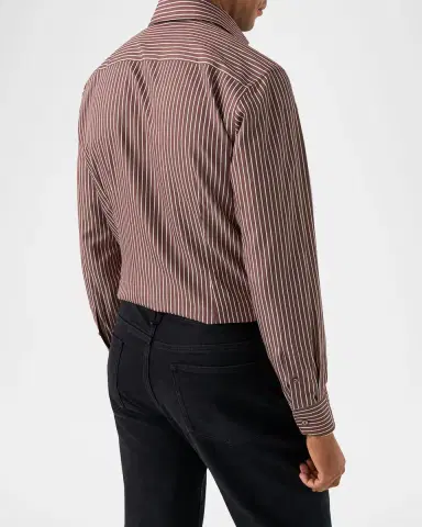 Eton Men's Slim Fit Stripe Cotton and Silk Dress Shirt | Thumbnail 3 Eton Men's Slim Fit Stripe Cotton and Silk Dress Shirt | Thumbnail 3