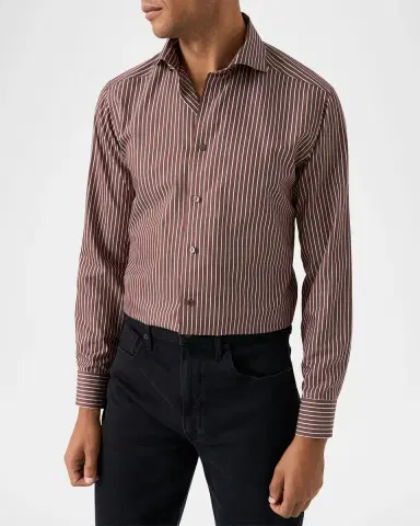 Eton Men's Slim Fit Stripe Cotton and Silk Dress Shirt | Thumbnail 4 Eton Men's Slim Fit Stripe Cotton and Silk Dress Shirt | Thumbnail 4