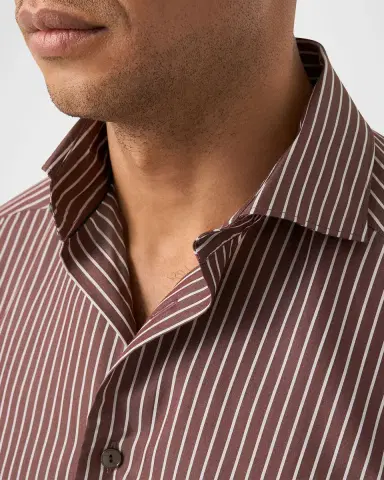 Eton Men's Slim Fit Stripe Cotton and Silk Dress Shirt | Thumbnail 5 Eton Men's Slim Fit Stripe Cotton and Silk Dress Shirt | Thumbnail 5