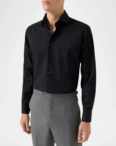 Eton Men's Slim Fit Stripe Cotton and Silk Dress Shirt | Thumbnail 4 Eton Men's Slim Fit Stripe Cotton and Silk Dress Shirt | Thumbnail 4