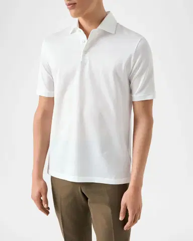 Eton Men's Filo di Scozia Cotton Jaquard Polo Shirt | Thumbnail 3