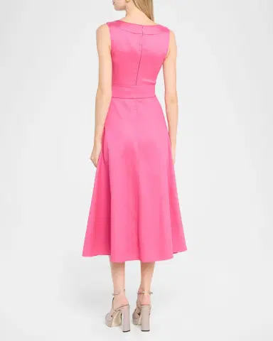BADGLEY MISCHKA Sleeveless Bateau-Neck Gazar Midi Dress | Thumbnail 3