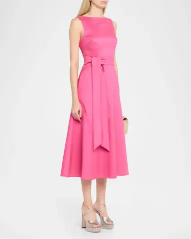 BADGLEY MISCHKA Sleeveless Bateau-Neck Gazar Midi Dress | Thumbnail 4
