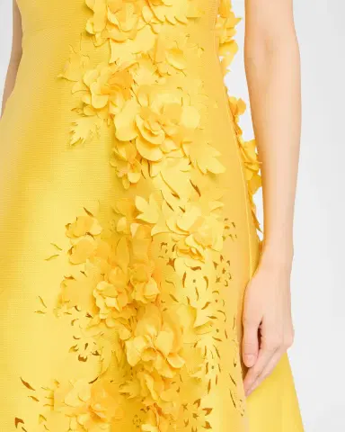 BADGLEY MISCHKA Strapless Floral Applique Gazar Midi Dress | Thumbnail 5 BADGLEY MISCHKA Strapless Floral Applique Gazar Midi Dress | Thumbnail 5