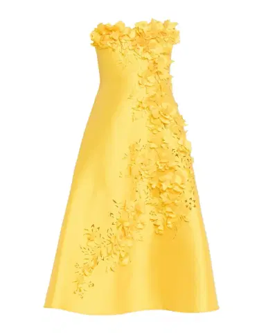 BADGLEY MISCHKA Strapless Floral Applique Gazar Midi Dress | Thumbnail 1 BADGLEY MISCHKA Strapless Floral Applique Gazar Midi Dress | Thumbnail 1