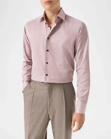 Eton Men's Slim Fit Micro-Stripe Twill Dress Shirt | Thumbnail 4