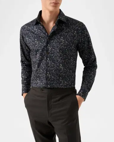 Eton Men's Slim Fit Floral Twill Dress Shirt | Thumbnail 4