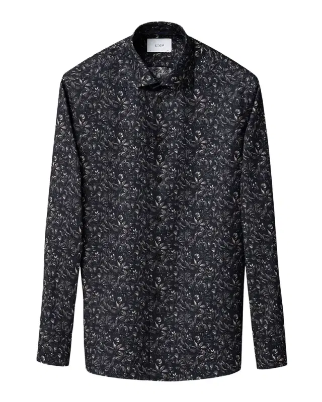 Men 's Slim Fit Floral Twill Dress Shirt